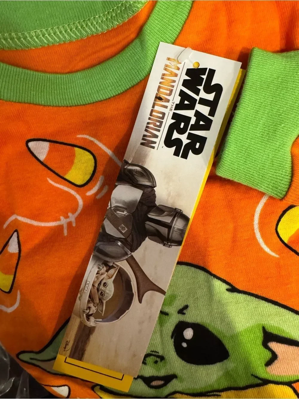 NWT New STAR WARS Yoda Mandalorian Halloween Kids Orange Candy Pajama Set 6 8
